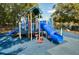 Colorful playground with slides, climbing structures, and safety surfacing, nestled among mature trees at 8042 Tompkins Sq, Orlando, FL 32807