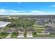 An aerial view of a neighborhood showcasing well-maintained homes and beautiful landscaping at 3504 Cayugas Loop, St Cloud, FL 34772