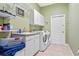 Well-equipped laundry room with a sink, washer, dryer, and storage cabinets at 3569 Bellington Dr, Orlando, FL 32835