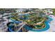 Aerial view of community waterpark, beach volleyball court, and basketball court at 4289 Prologue Way, Kissimmee, FL 34746