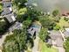 Aerial view of a beautiful neighborhood with lush trees and waterfront properties with private docks at 703 E Lakeshore Dr, Ocoee, FL 34761