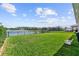 Lush backyard with a view of the lake, providing a tranquil setting at 211 Venetian Palms Blvd, New Smyrna Beach, FL 32168