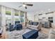 Bright living room with neutral tones, comfortable seating, and large windows offering scenic views at 211 Venetian Palms Blvd, New Smyrna Beach, FL 32168