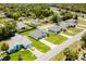 Aerial view of single Gathering home with an extended driveway and lush green lawn at 3324 Sw 137Th Loop, Ocala, FL 34473