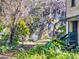 A glimpse of the lake is visible through lush trees from the edge of the backyard at 3471 Whitner Way, Sanford, FL 32773