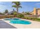 Backyard pool area surrounded by palm trees, lush plants and manicured landscape at 3814 Aiden Pl, Apopka, FL 32703