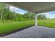 Covered patio overlooking an expansive backyard with lush greenery and a clear blue sky at 1251 Cresswind Blvd, Deland, FL 32724