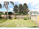 Spacious backyard with a wooden fence, mature trees, and well-maintained grass lawn at 1611 Chestnut Ave, Winter Park, FL 32789