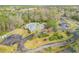Aerial view of community clubhouse with a pool, parking, and landscaping, offering residents a relaxing recreational space at 27 Foxhunter Flt, Ormond Beach, FL 32174