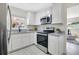Modern kitchen with white cabinets, stainless steel appliances, and sleek granite countertops at 2814 Bonneville Dr, Orlando, FL 32826