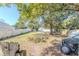 Spacious backyard featuring mature trees, a partial fence, and potential for landscaping or outdoor activities at 9350 2Nd Ave, Orlando, FL 32824