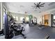 Bright community gym with a variety of cardio and weight equipment, plus floor to ceiling windows at 10437 Ebb Tide Ln, Orlando, FL 32821