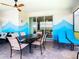 Covered patio offers ample seating, a dining area, and access to the backyard for outdoor relaxation at 3401 Lilac Way, Davenport, FL 33897