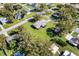 Aerial shot of a home featuring a well-kept lawn and mature trees in a suburban setting at 522 Wisconsin Ave, St Cloud, FL 34769