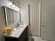 Stylish bathroom with a white countertop vanity, decorative mirror, and modern lighting at 4412 Conroy Club Dr, Orlando, FL 32835