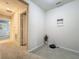 Hallway view with a robot vacuum and a decorative plant against light gray wall at 13730 Bravante Aly, Windermere, FL 34786