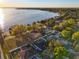 This scenic aerial view showcases waterfront living, featuring lush landscaping, backyard pools, and charming homes at 2294 Lakeview Ave, Clermont, FL 34711