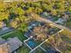 Aerial view of the houses with well-maintained lawn and fenced backyard with pool at 2294 Lakeview Ave, Clermont, FL 34711