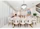 Elegant dining room with a modern chandelier and seating for eight, perfect for entertaining at 3373 Lilac Way, Davenport, FL 33897