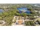 Aerial view of homes near a serene lake, surrounded by lush green trees at 41915 Aspen St, Eustis, FL 32736