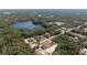 Aerial view of homes near a serene lake, surrounded by lush green trees at 41915 Aspen St, Eustis, FL 32736