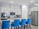 Well-lit kitchen featuring stainless appliances, modern fixtures, and a center island with seating at 9918 Pallida Hickory Way, Winter Garden, FL 34787