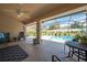 Covered patio overlooking the pool and backyard, ideal for relaxing outdoors at 105 Lena Ann Dr, St Cloud, FL 34771
