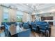 Spacious meeting room featuring tables with blue chairs and a kitchen in a well-lit community space at 2116 Limestone Trl, Kissimmee, FL 34747