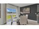 Bright dining area with table, chairs, and view of the backyard through sliding glass doors at 2972 Moulin Rd, Davenport, FL 33837