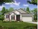 Charming single-story home featuring stone accents, a well-manicured lawn, and a two-car garage at 6598 Lullaby Way, Mascotte, FL 34753