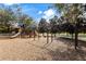 Neighborhood playground with swings and slides with a wood chip ground, providing a safe play area for children at 2856 Park Meadow Dr, Apopka, FL 32703