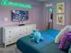 Monsters Inc themed bedroom with a TV, a Sully plushie, and themed wall art and decor at 2904 Penelope Loop, Kissimmee, FL 34746