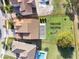 Aerial view showing the property line and a digitally-imposed pool option in the backyard at 10912 Mobberley Cir, Orlando, FL 32832