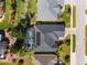 Aerial view shows a private screened-in pool with mature landscaping at 25221 Quail Croft Pl, Leesburg, FL 34748