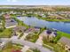 Expansive aerial shot of a residential area showcasing houses by a scenic waterfront and lush green landscaping at 2819 Boating Blvd, Kissimmee, FL 34746