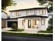 Contemporary two-story home with white stucco, black trim, and a cozy covered front porch entry at 405 Calhoun Pl, Orlando, FL 32801