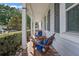 Cozy front porch featuring rocking chairs with blue cushions, perfect for relaxing outdoors at 149 E Muriel St, Orlando, FL 32806
