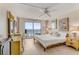 Bedroom with slider to balcony overlooking the ocean at 1575 Ocean Shore Blvd # 306, Ormond Beach, FL 32176