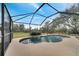 Inviting screened-in pool offering a serene setting with views of a manicured backyard at 1739 Nectarine Trl, Clermont, FL 34714