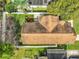 Aerial rooftop view of the property highlighting the pool, the patio and backyard surrounded by a white privacy fence at 2229 Churchill Downs Cir, Orlando, FL 32825