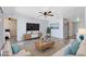Staged living room featuring modern decor, new floors, and a comfortable seating area at 2491 Bracknell Forest Trl, Tavares, FL 32778
