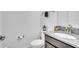 Half bathroom features granite countertop, modern faucet, and new toilet at 3128 Dark Sky Dr, Harmony, FL 34773