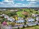Aerial view of townhomes near a golf course and lake, perfect for a resort lifestyle at 7691 Heritage Crossing Way # C-1, Reunion, FL 34747