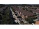 Aerial view of townhomes, showing well-maintained homes, landscaping, and street parking available to residents at 9575 Silver Buttonwood St, Orlando, FL 32832