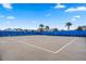 Outdoor basketball court with well-defined lines and a blue fence, ready for a game at 14218 Lanikai Beach Dr, Orlando, FL 32827