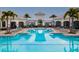 Resort-style pool area featuring palm trees, lounge chairs, and a stunning pool, perfect for relaxation and recreation at 14218 Lanikai Beach Dr, Orlando, FL 32827