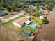 Aerial view of home with in-ground pool, outbuildings and fenced yard at 36010 Kalamazoo Dr, Eustis, FL 32736