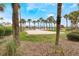 Scenic sand volleyball court framed by palm trees, adjacent to a grassy area and community houses at 130 Bloomingdale Dr, Davenport, FL 33897