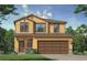 Inviting two-story home showcasing a two car garage and a mix of lap siding and stone accents at 3171 Cup Dr, Lakeland, FL 33803