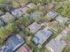 An aerial view showcasing a residential neighborhood with mature trees and various home styles, highlighting the community's lush landscape at 325 Bellingrath Terrace, Deland, FL 32724